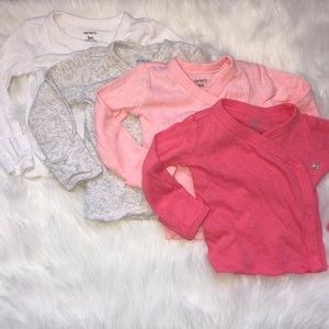 Carter’s-Set of 4 snap wrap tops- size 0-3 months